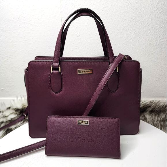Kate Spade New York Laurel Way Reese Satchel Stacy Bifold Wallet Set Saffiano - Picture 1 of 13